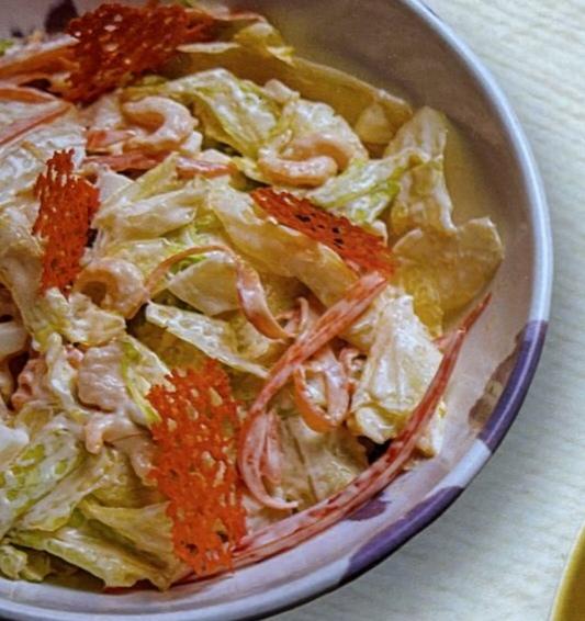 Летний салат с морскими креветками